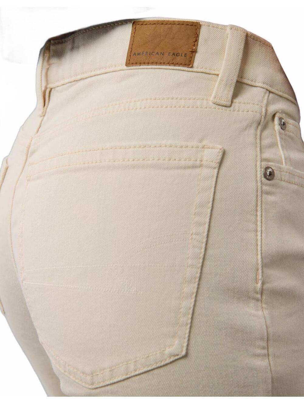 AE Long Stretch High-Waisted Stovepipe Jean American Eagle NWT Ecru Denim 14L - Picture 6 of 6